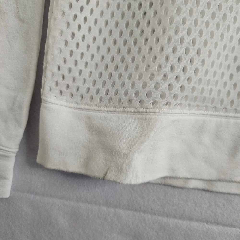 Alo‎ Yoga White Mesh Panel Long Sleeve Sweatshirt Pullover Workout Top